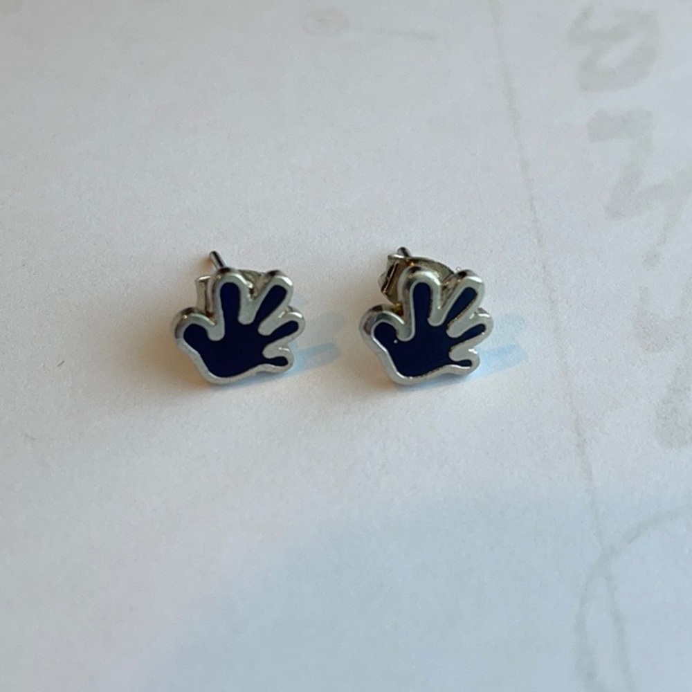 Blue Hand Earrings